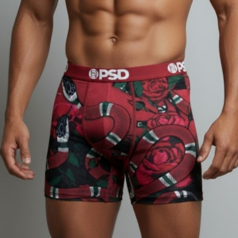 🔥NEW! PSD Men's Boxer Briefs Kingsnake and Rose Design Sz Medium NWT 12.16